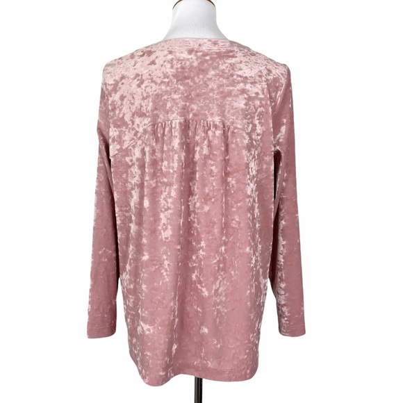 J. Jill Pink Crushed Velvet V-neck Top Sz. M - Picture 2 of 10